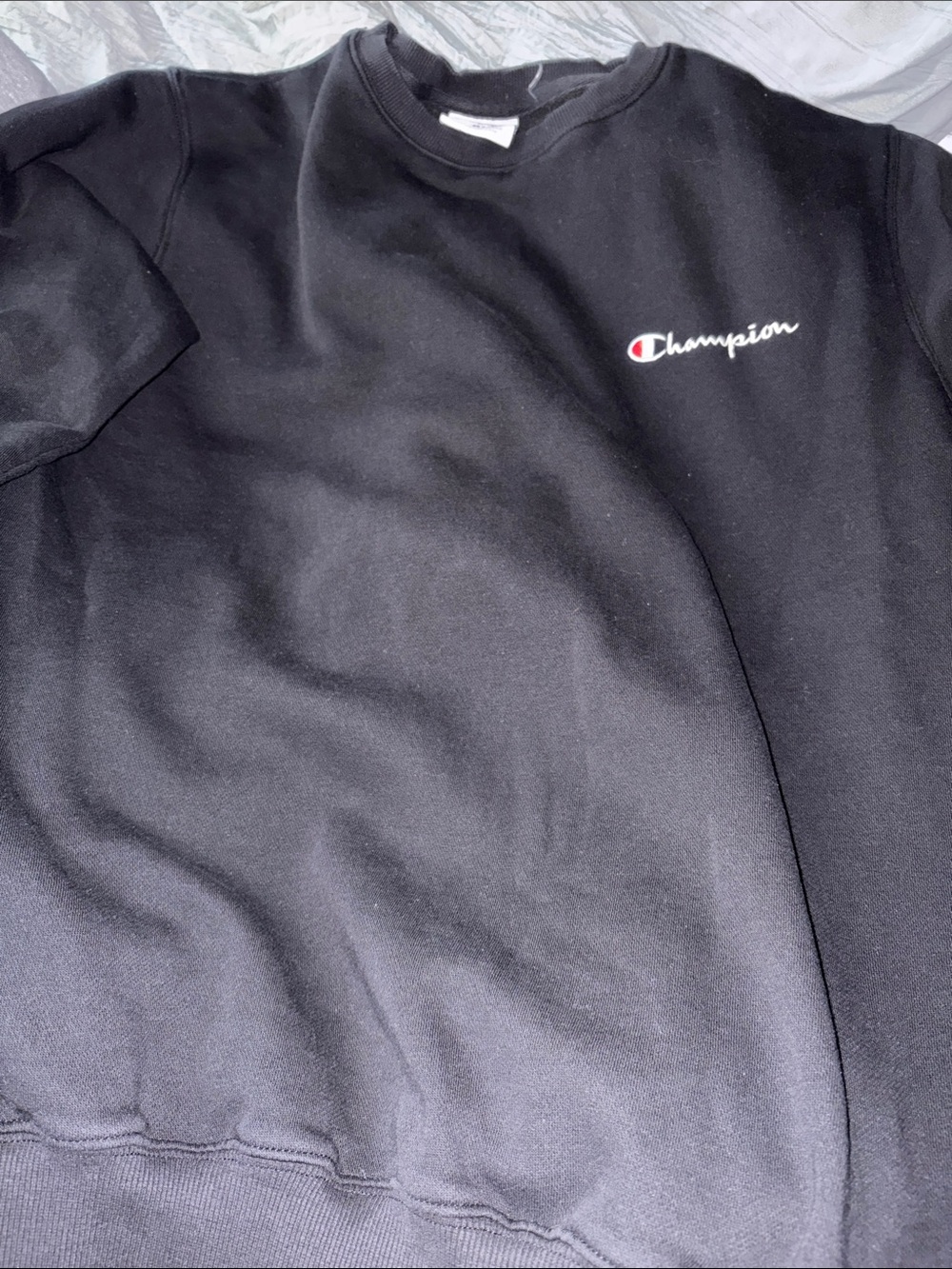 Champion Black Crewneck Sweatshirt with Small Script Logo